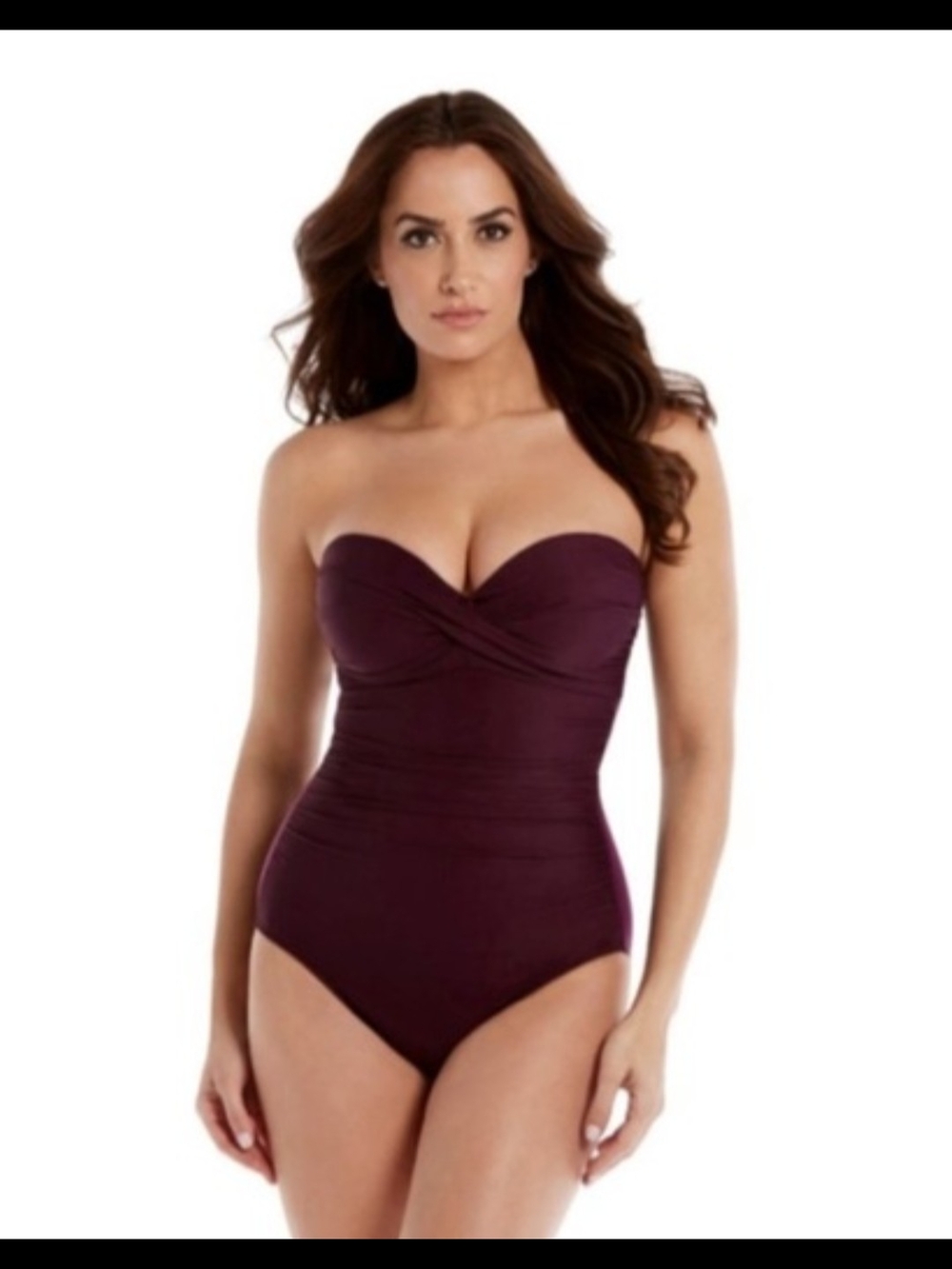 Miraclesuit Rock Solid Madrid Strapless Ruched One-Piece Swimsuit - Shiraz